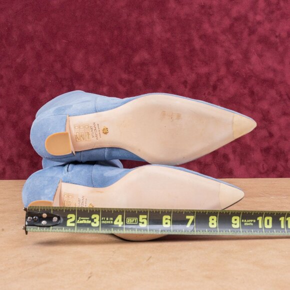 Stuart Weitzman Women Xcurve 85 Blue Suede Pointy Slouch Fashion Boots sz 8.5 - Picture 5 of 10